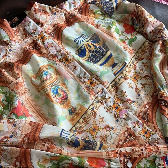 Dalia Macphee NWT Multi Maxi Dress Ancient Grecian Urns Roman Majestic Floral LG - Picture 11 of 16